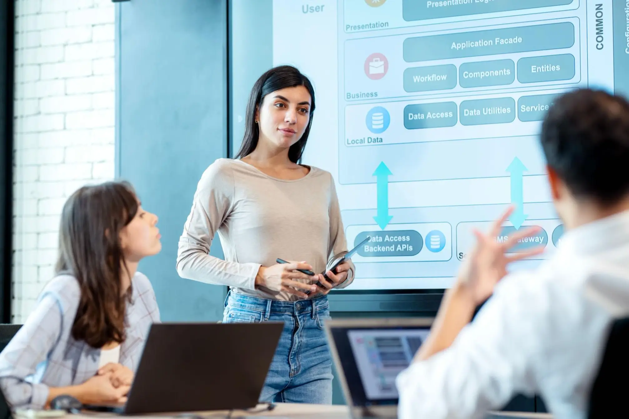Team collaborating in a modern workspace